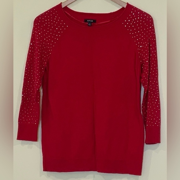 Apt. 9 Women's Pullover Sweater Embellished/Bling Arms - Picture 1 of 5